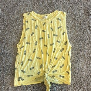 Pineapple Print Yellow Women's Tank Top